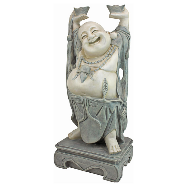 Design Toscano 26" Tall Jolly Hotei Laughing Man Asian Decor Statue