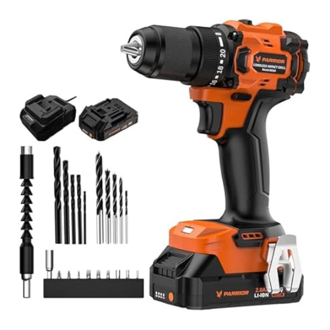 PARRIOR 20V Electric Power Drill, Cordless Drill Set Tool Kit