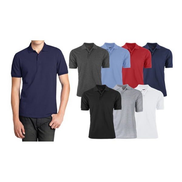 3-Pack Men's Short Sleeve Pique Polo Shirts