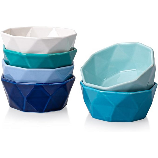 Set of 6 4 Oz Delling Souffle Geometric Ramekins