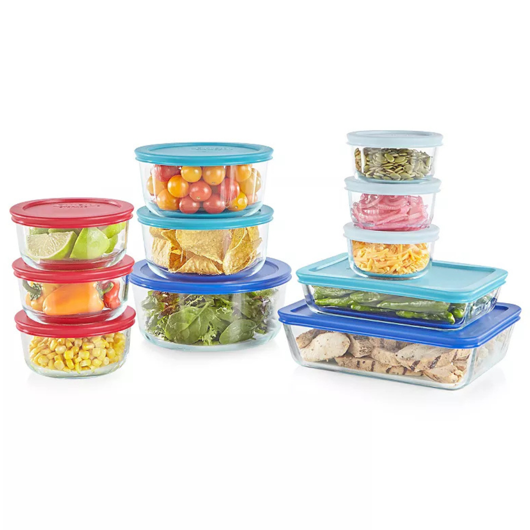 22-Piece Pyrex Glass Food Storage Set (11 Containers + 11 Lids)