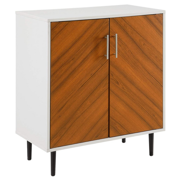 Walker Edison 28" Fehr Mid Century Modern 2 Door Bookmatch Accent Cabinet