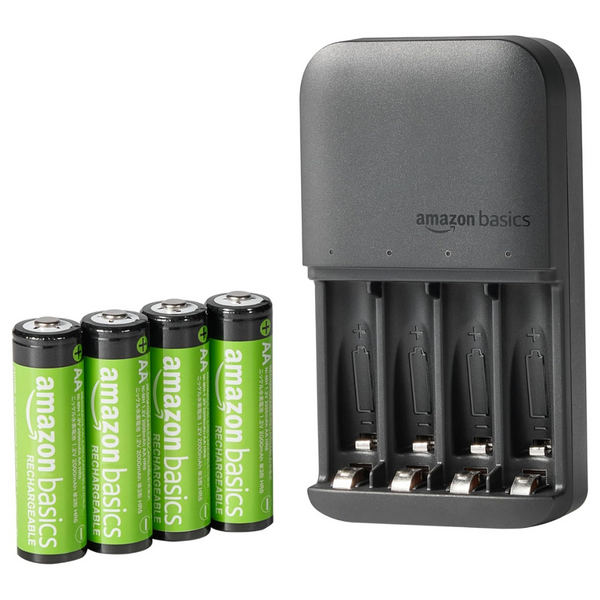 4-Count Amazon Basics Rechargeable AA NiMh Batteries With Charger