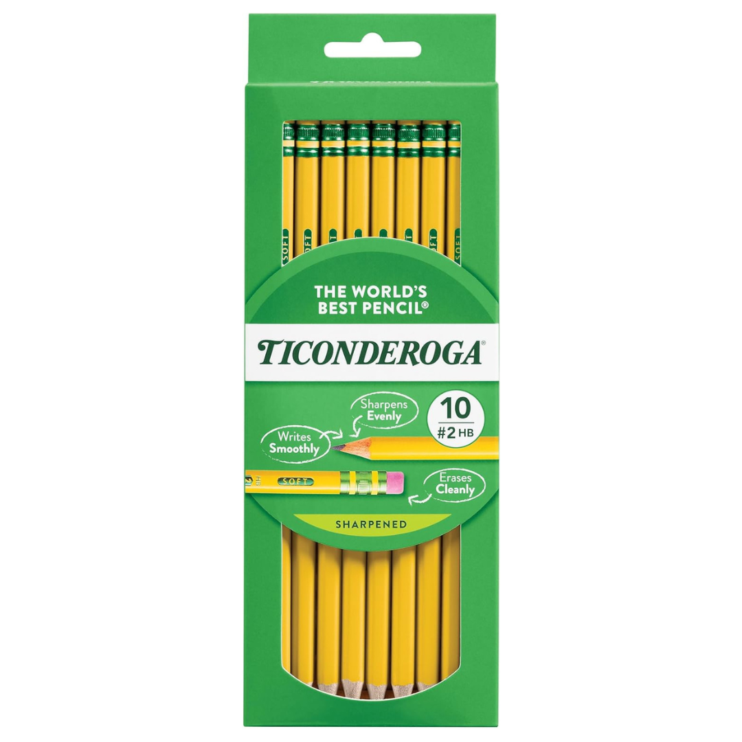 10-Count Ticonderoga Wood-Cased Pencils (Black Ink)