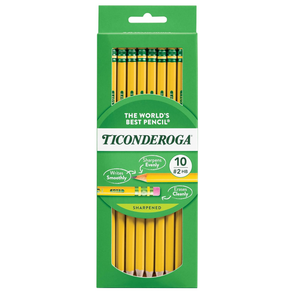 10-Count Ticonderoga Wood-Cased Pencils (Black Ink)