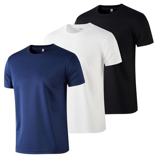 3-Pack Men's Athletic Running Gym Short Sleeve Workout Shirts