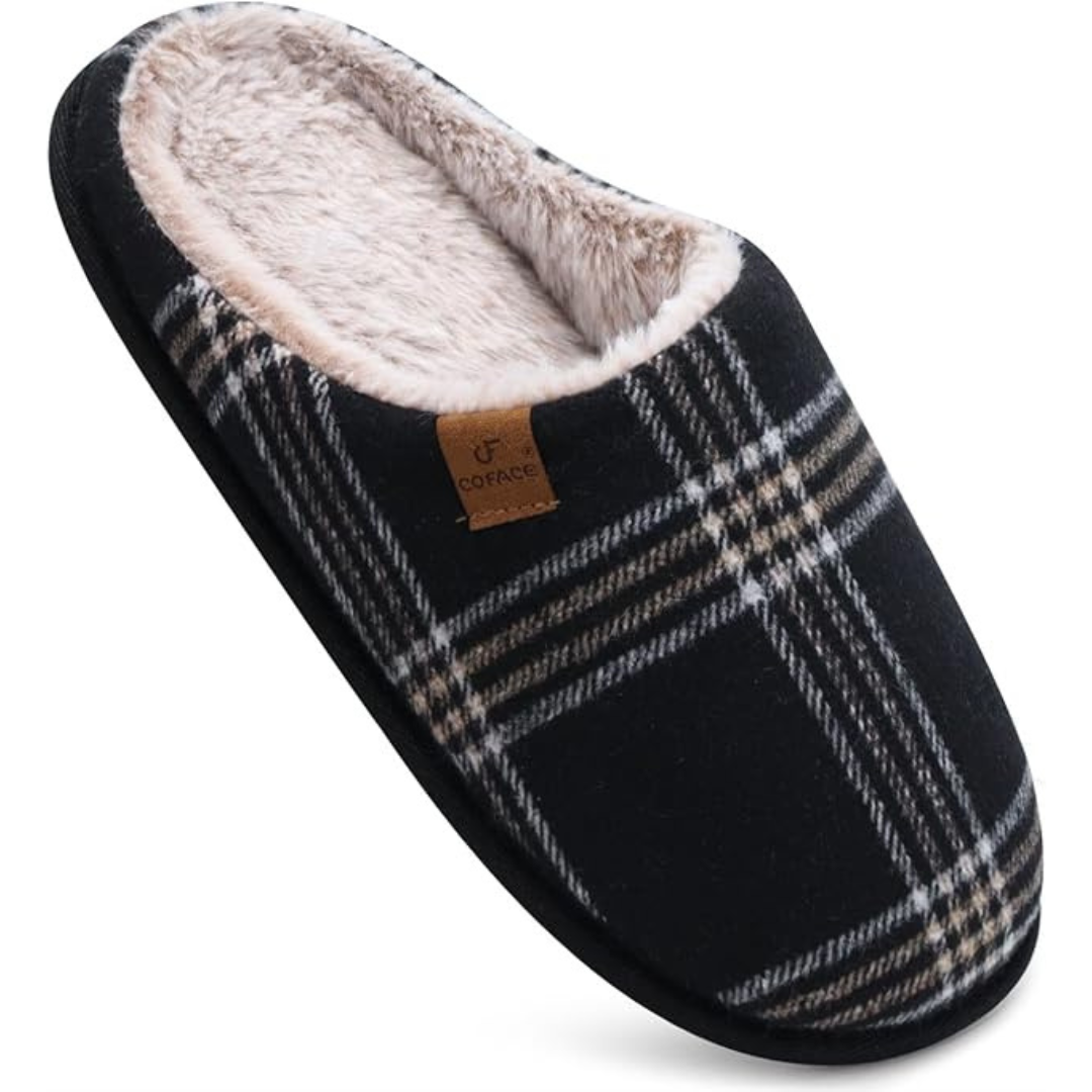 Unisex Cozy Memory Foam Scuff House Slippers with Rubber Sole