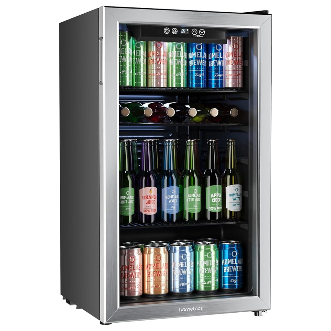 hOmeLabs 3.2 Cu. Ft. 120-Can Beverage Refrigerator and Cooler