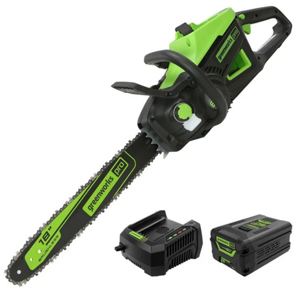 Greenworks 60V 18" Brushless Cordless Chainsaw w/ Battery & Charger