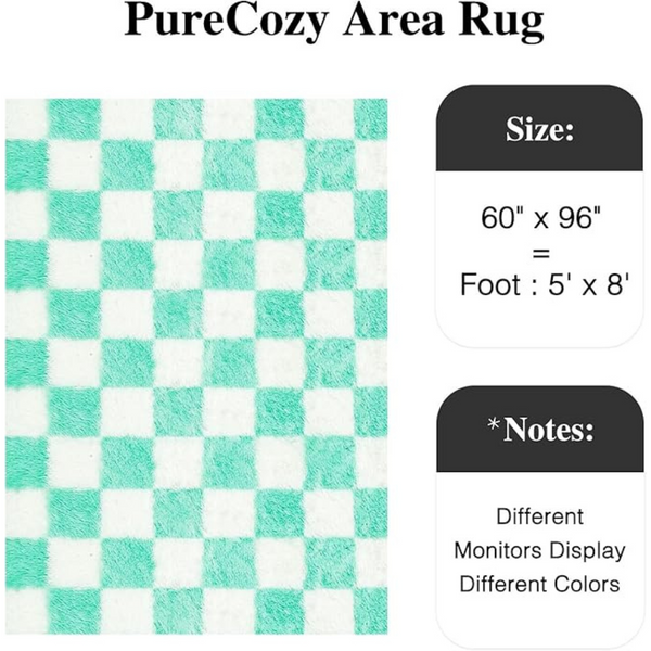 5ft x 8ft Non-Slip Super Soft Washable Fluffy Checkered Rug