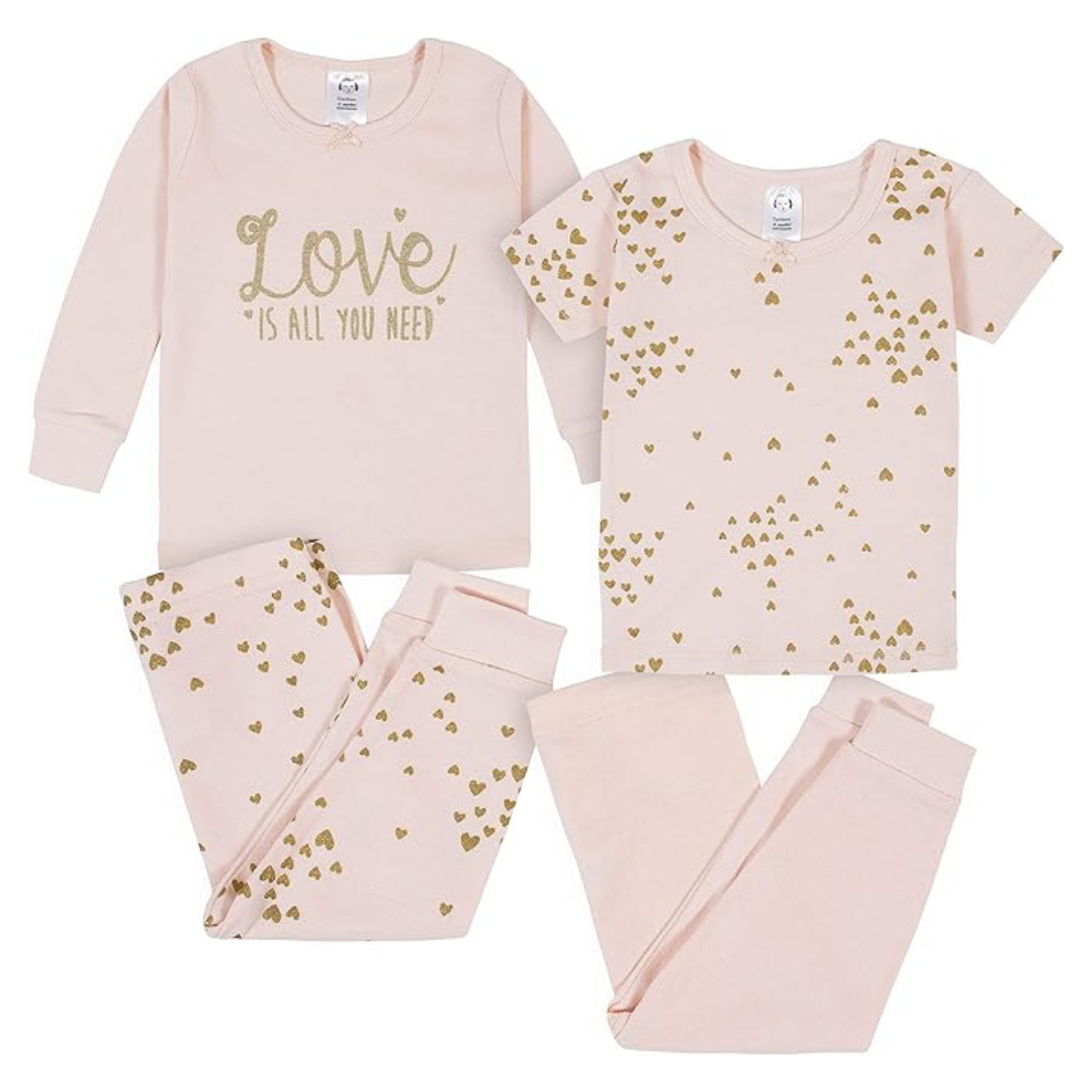 Gerber Baby Girls’ Toddler Snug Fit 4-Piece Pajama Set