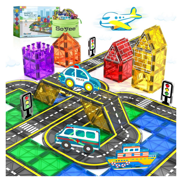 Soyee 32 Pcs Magnetic Tiles City Set