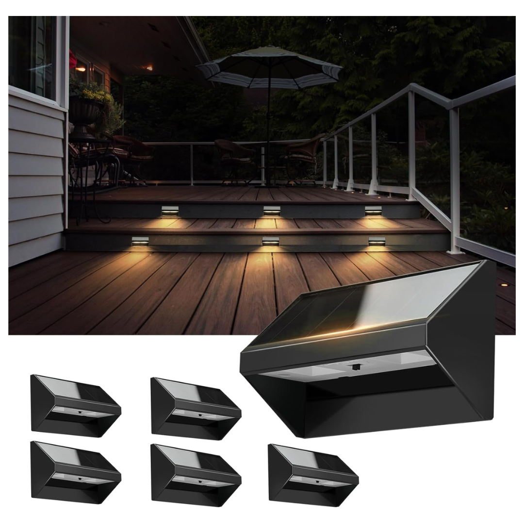 6-Pack Outside Waterproof Powered Deck Warm White Solar Stair Lights