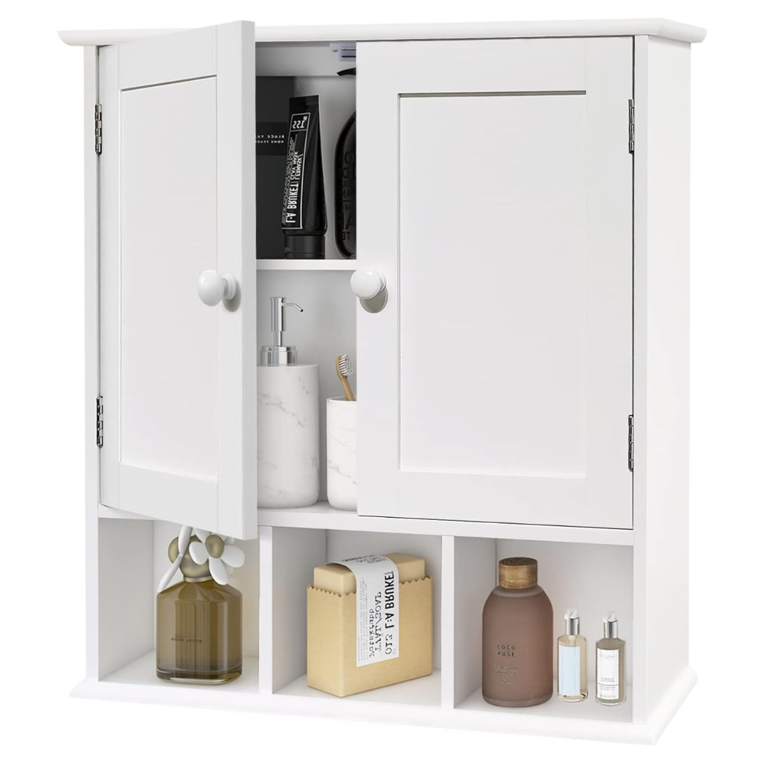 Bathroom Wall Cabinet With 2 Door Adjustable Shelves