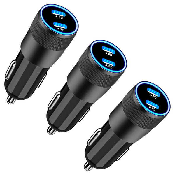 3 Pack 72W Dual PD Power Cigarette Lighter Charger