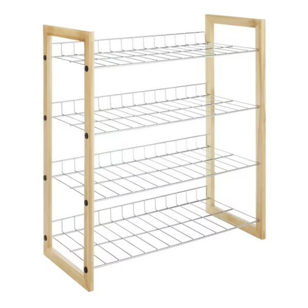 Whitmor Wood & Chrome 4 Tier Closet Shelf