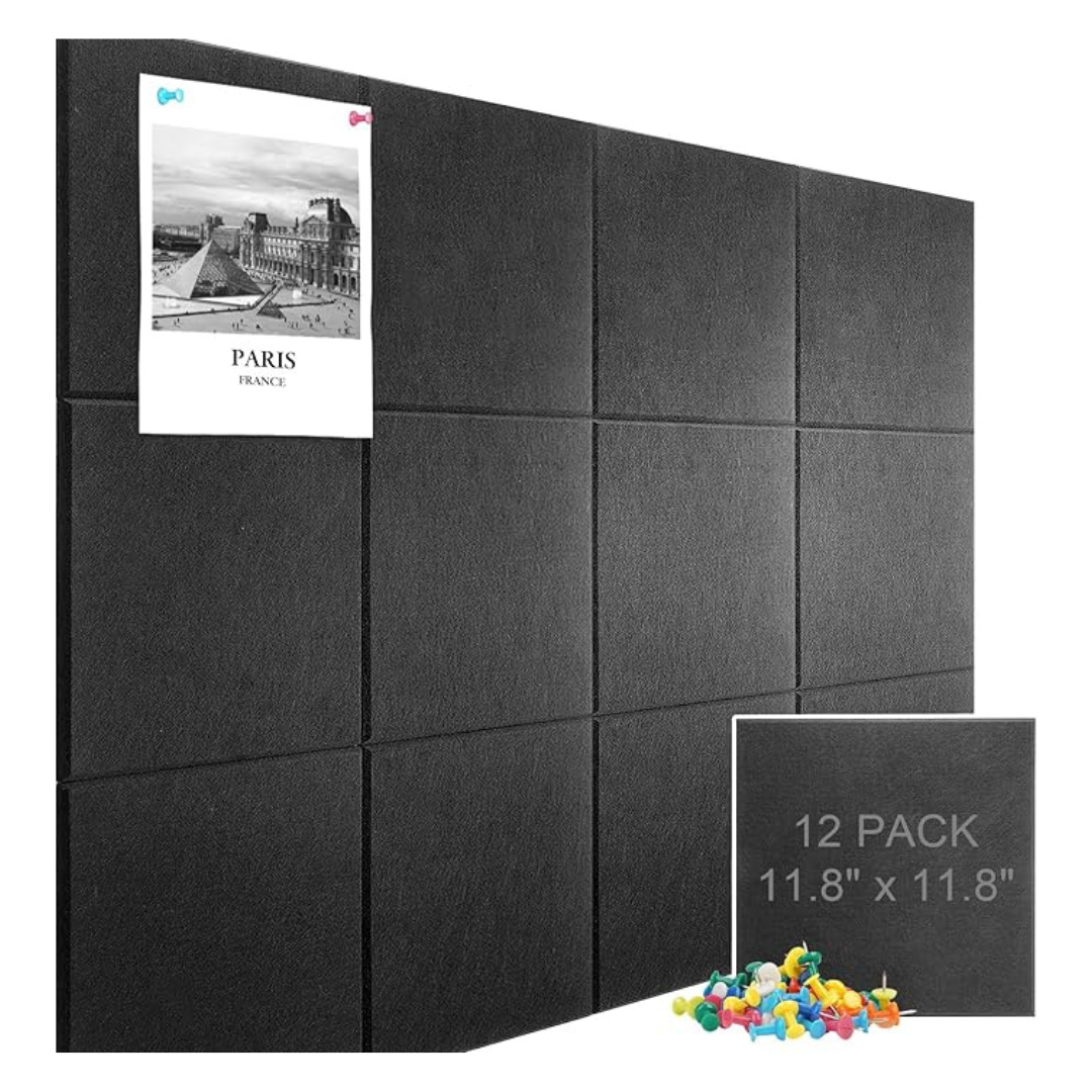 12 Pack Removable Felt Wall Tiles