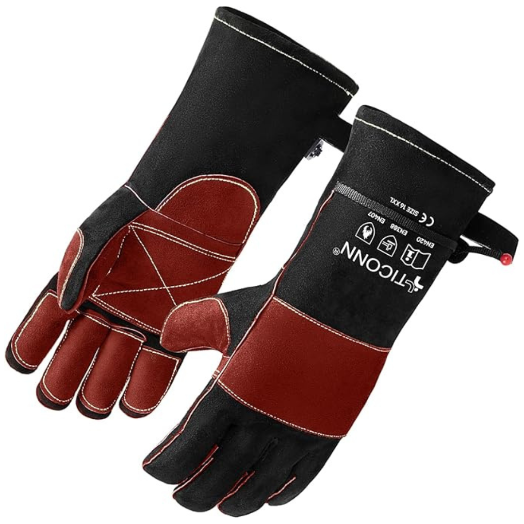 Ticonn 1000F Fire Heat Resistant Fireproof Leather 16" Welding Gloves