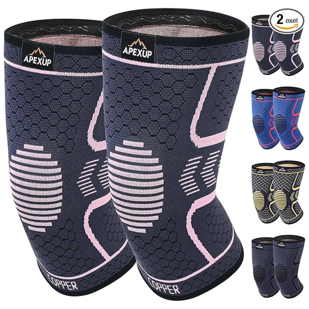 2-Pack Apexup Unisex Copper Knee Compression Sleeve (4 Colors)