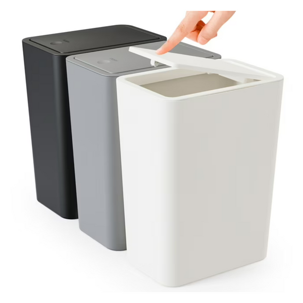 3-Pack TINANA Small 10L Plastic Trash Can With Pop-Up Lid