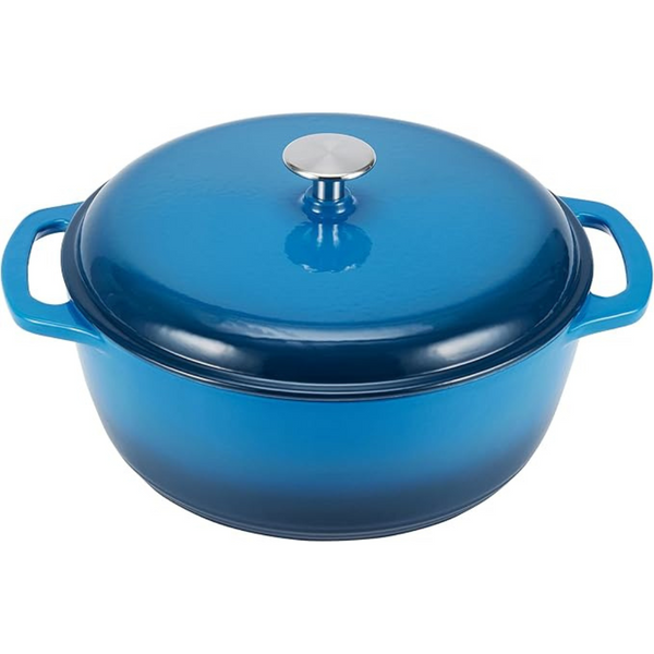 Amazon Basics Heavy-Duty Cast Iron Dutch Oven Pot With Lid, 6-Quart