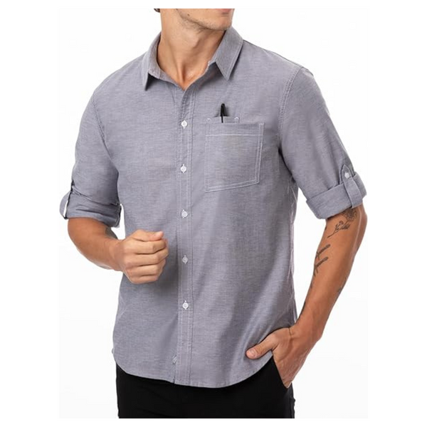 Chef Works Men's Modern Oxford Classic Shirt (Charcoal)