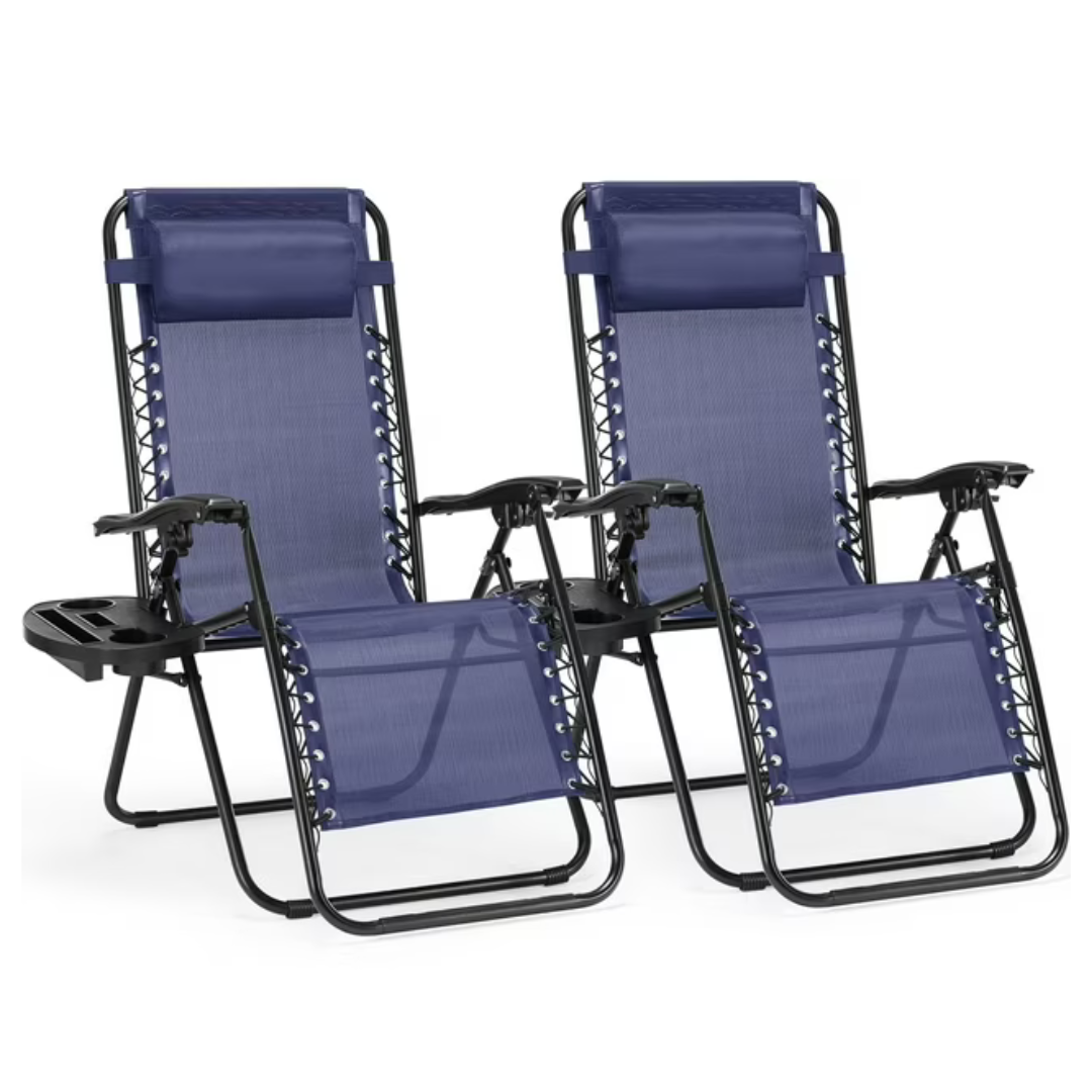 2-Pack EDX Zero Gravity Chair Outdoor Lounge Chair (Blue)