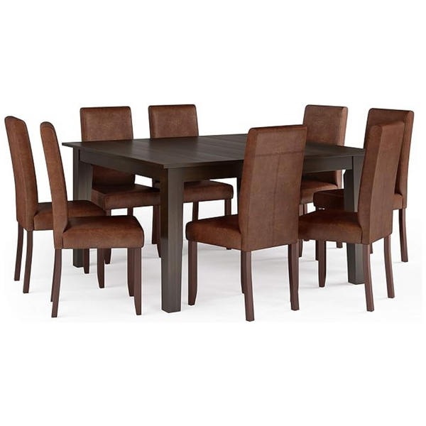 9-Piece Dining Set with 8 Upholstered Parson Chairs