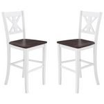 2-Set Modern Farmhouse Wooden Bar Stools