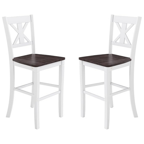 2-Set Modern Farmhouse Wooden Bar Stools