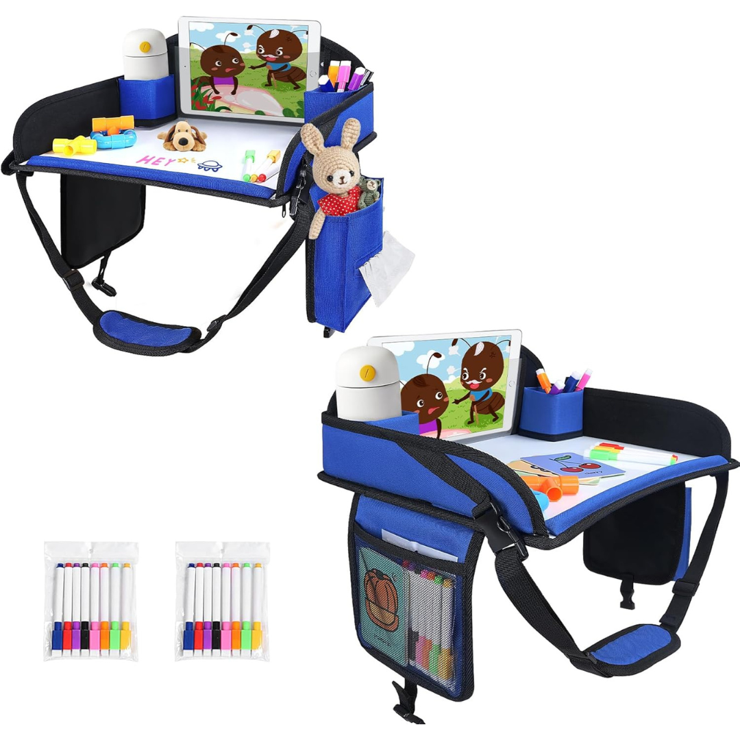 2-Pack Kids Car Seat Travel Tray with Drawing Kit