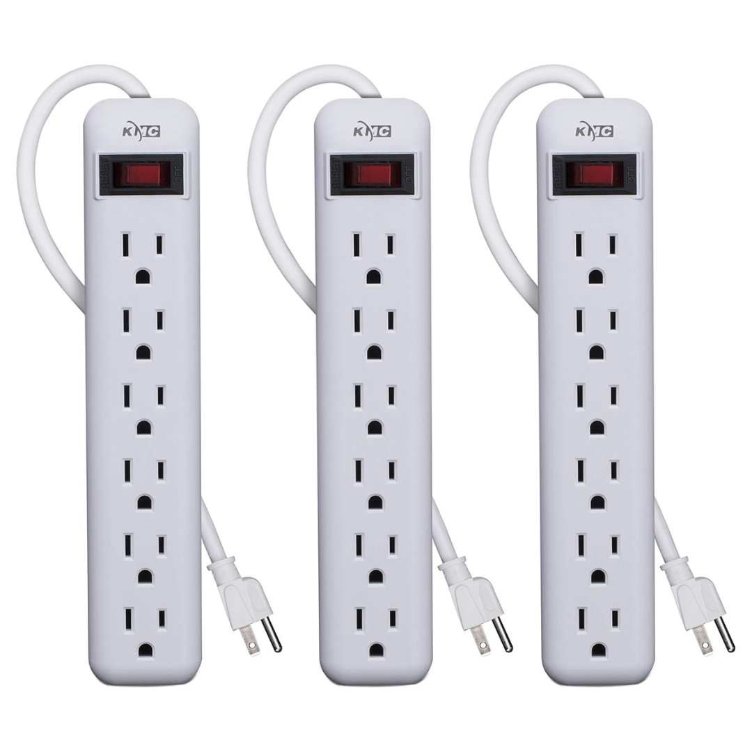 KMC 6-Outlet Power Strip 3-Pack