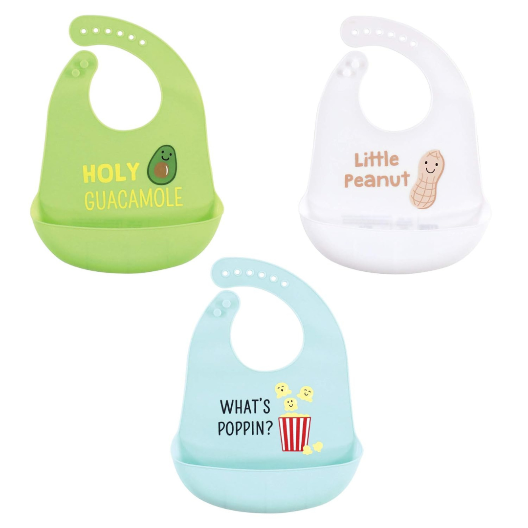 Hudson Baby Unisex Baby Silicone Bibs, Guacamole (3 Pack)