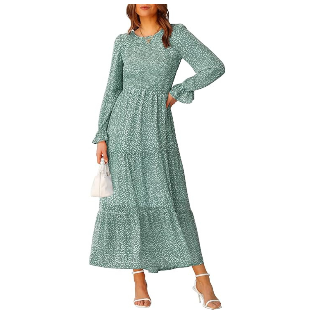 Women's Casual Long Sleeve Crew Neck Fall Dress (Various)