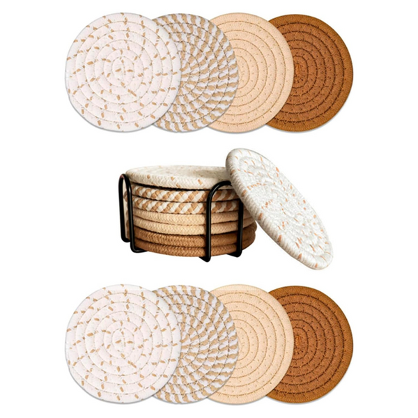 8-Piece Osvela Absorbent Drink Coasters With Holder