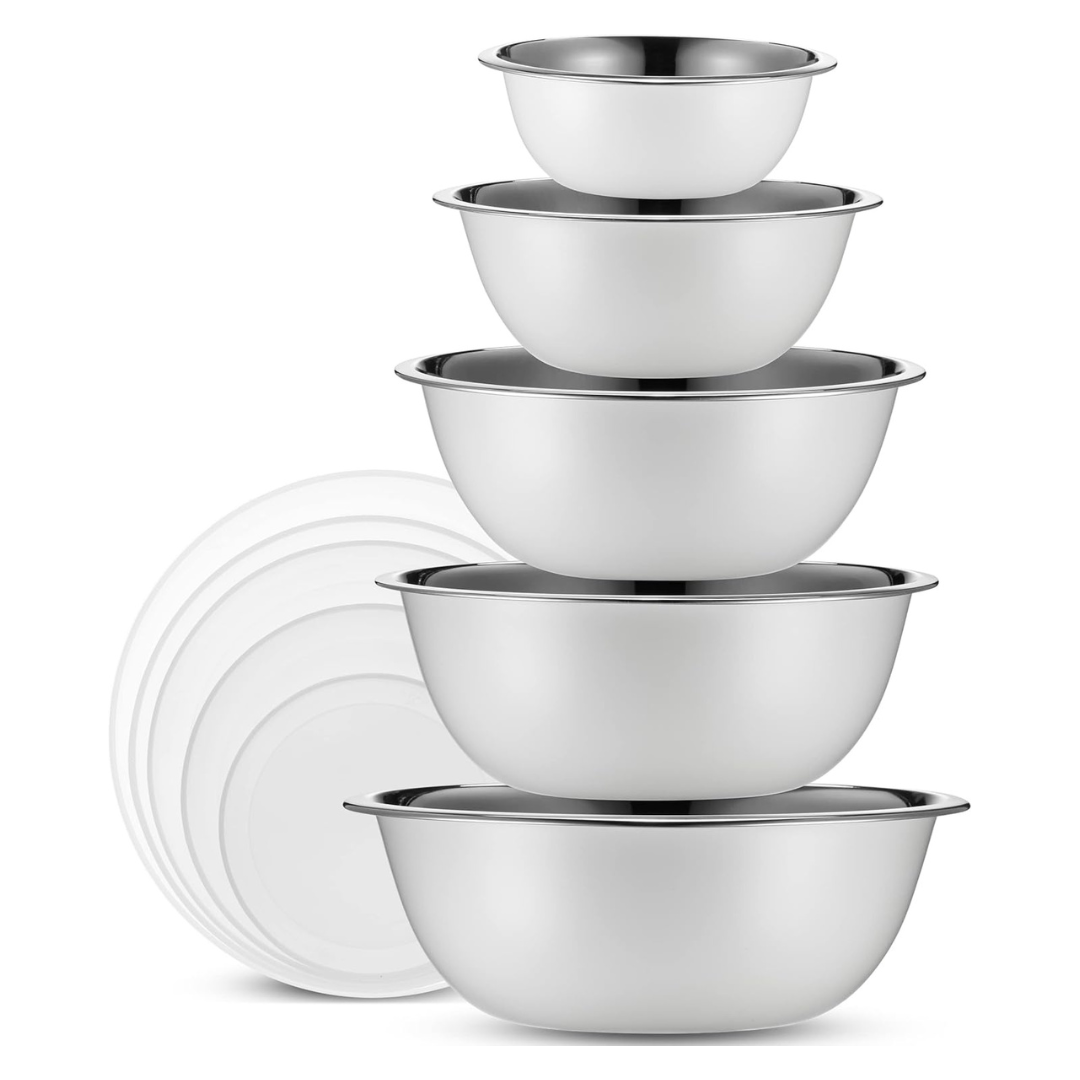 10-Piece Stainless Steel Mixing Bowl Set With Lids Set (Various)