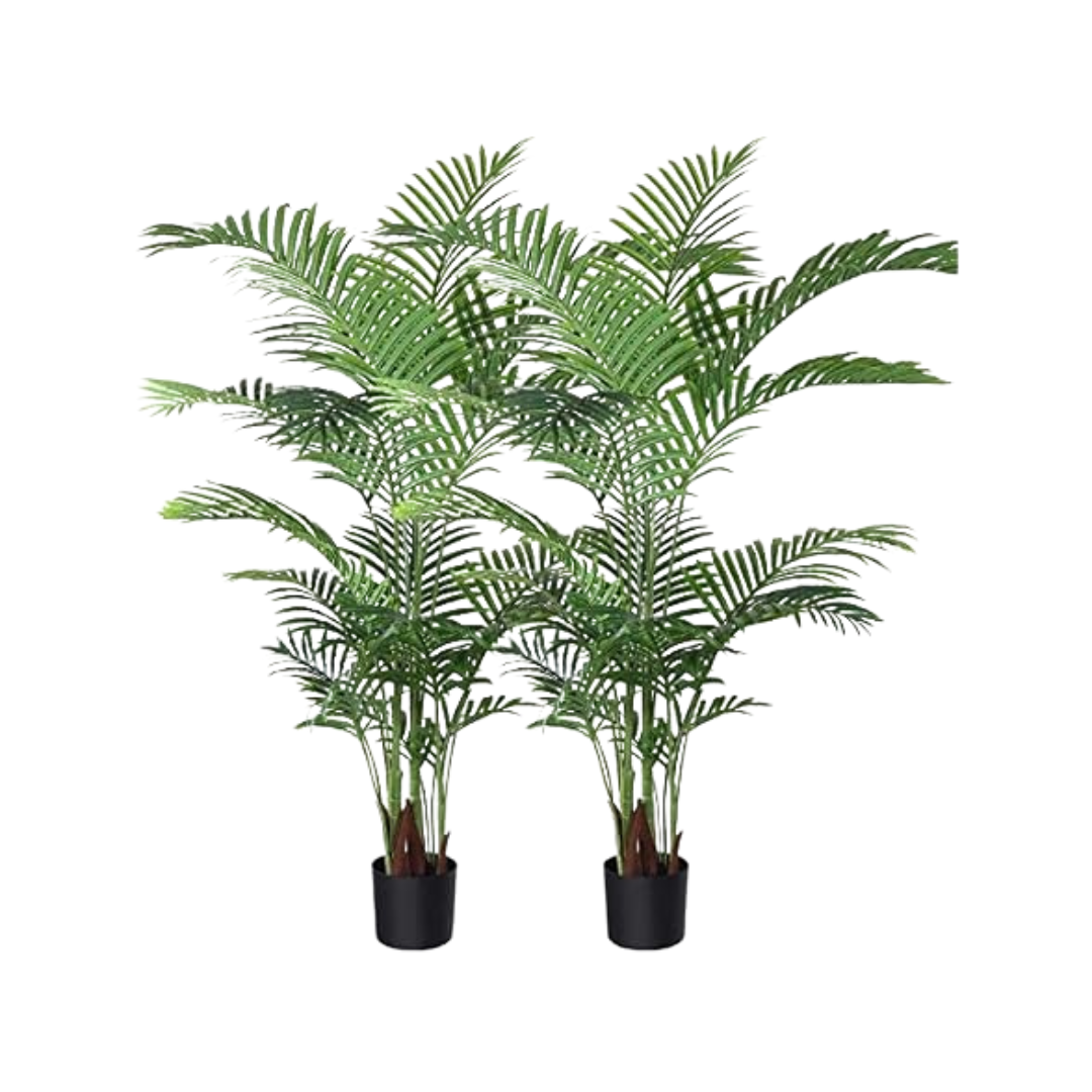 Fopamtri 5 ft Artificial Fake Areca Palm Tree With 17 Trunks Faux Tree