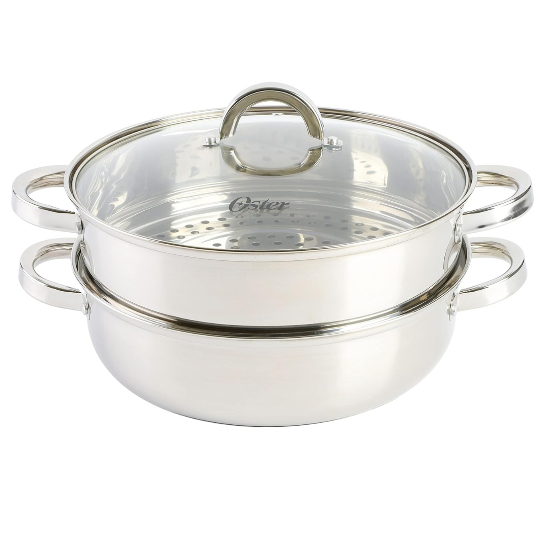 Oster 3.0-Quart Sangerfield Stainless Steel Dutch Oven W/ Steamer Basket