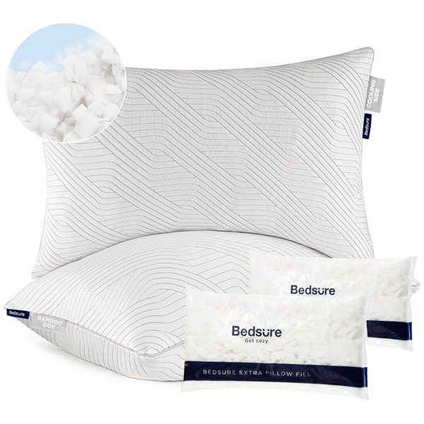 2-Pack Bedsure Adjustable Shredded Memory Foam Queen Size Firm Pillows