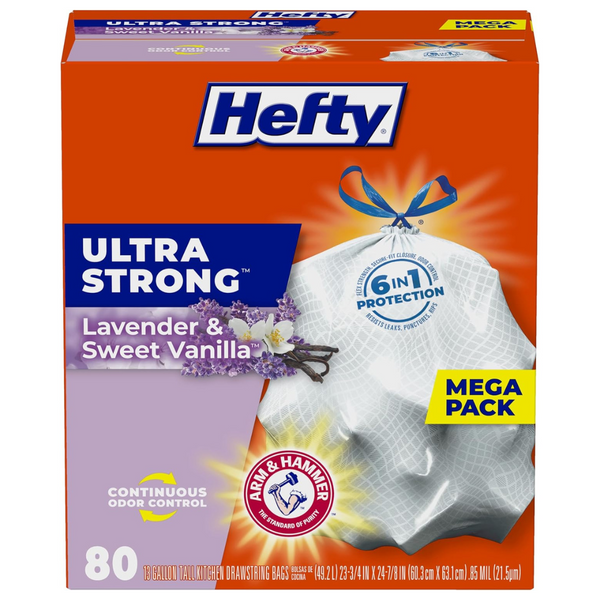 80-Count 13-Gal Hefty Ultra Strong Tall Kitchen Trash Bags