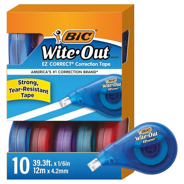 10-Count BIC 39.3ft Wite-Out Brand EZ Correct Correction Tape