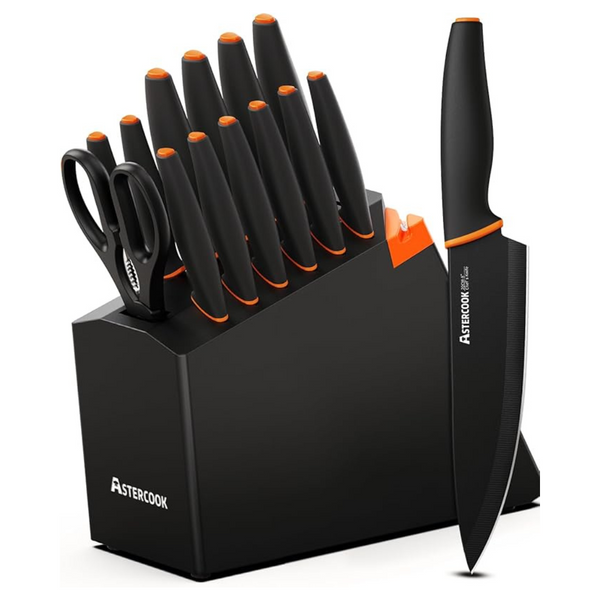 15-Piece High Carbon German Stainless Steel Knife Block Set