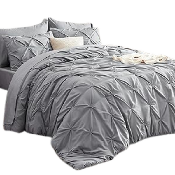 7-Piece Bedsure Bed In a Bag Queen GentleSoft Pintuck Comforter Set