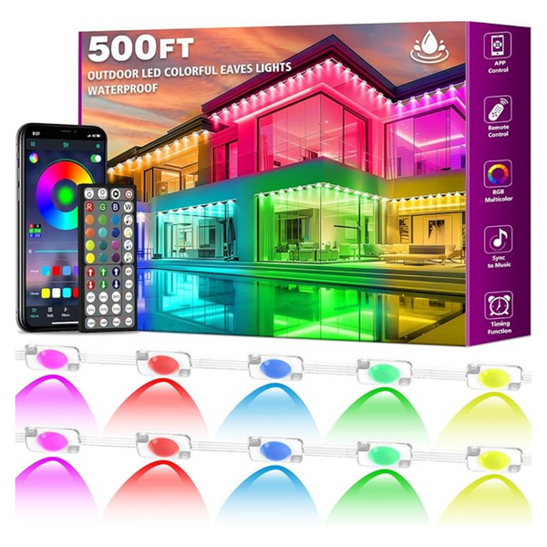 500ft RGB Permanent Outdoor Lights With App Control Remote