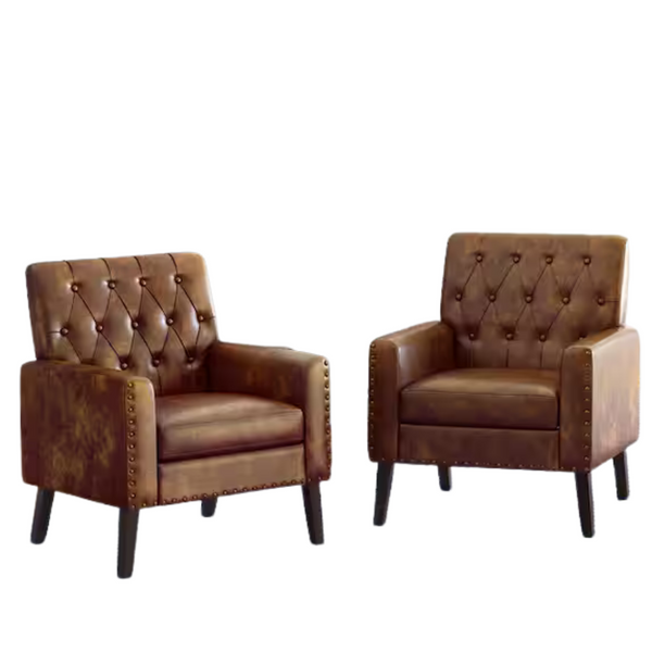 2-Set Mid Century Modern Button Tufted Accent Chair