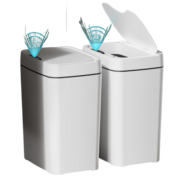 2-Pack 2.7 Gallon Automatic Bathroom Smart Trash Can With Lid