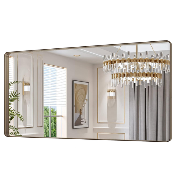 Loaao 60" x 30" Rounded Rectangle Bronze Bathroom Mirrors