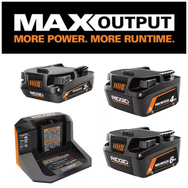 3-Count Ridgid 18V MAX Output Batteries (6Ah, 4Ah & 2Ah) W/ Charger