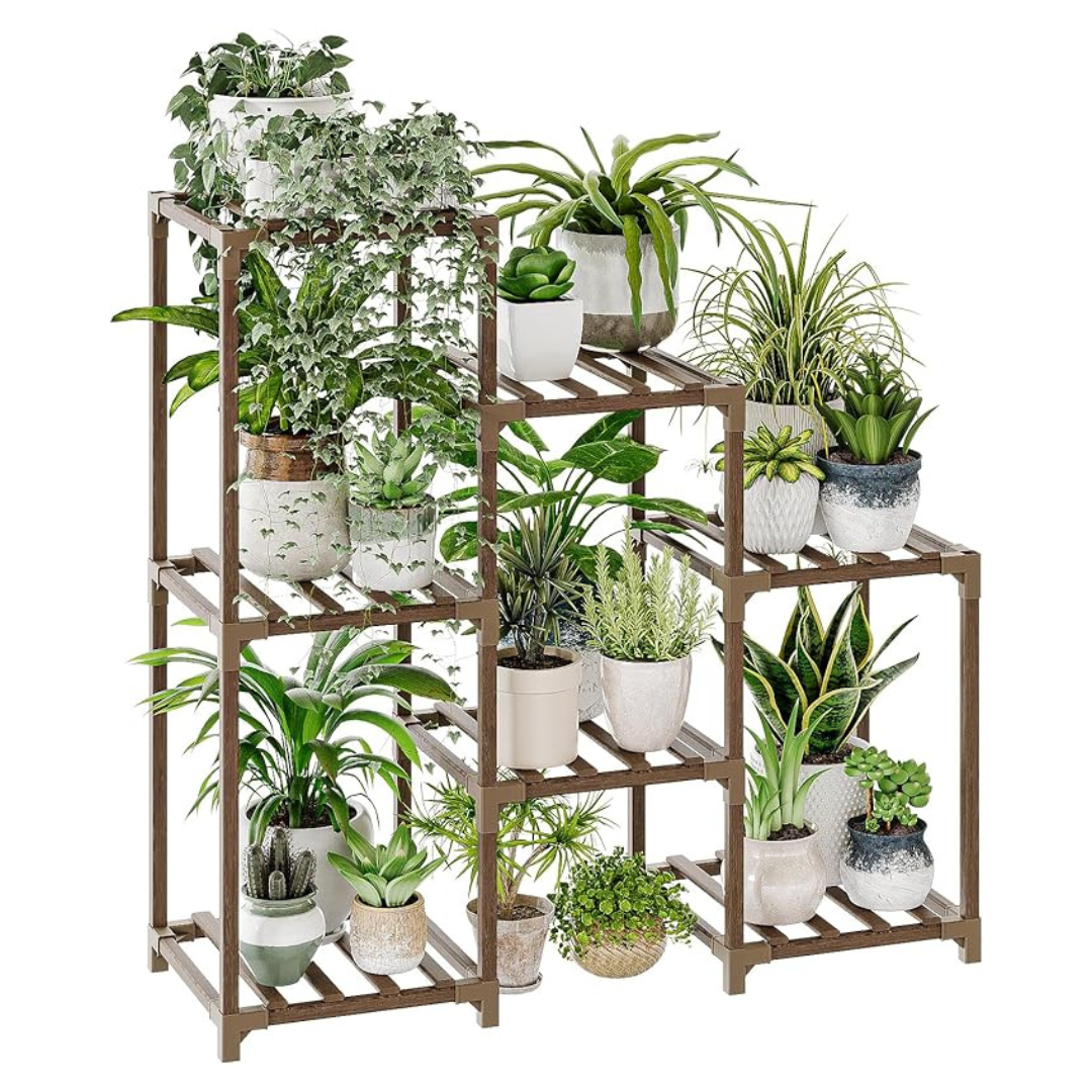 Bamworld 3 Tire 7 Potted Ladder Wood Plant Stands