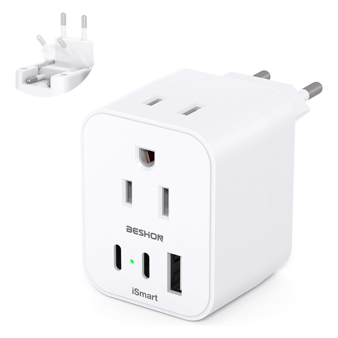 Foldable European Travel Plug Adapter